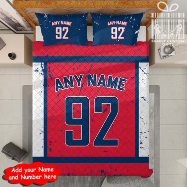 Custom Quilt Sets Washington Jersey Personalized Ice hockey Premium Quilt Bedding for Men Women